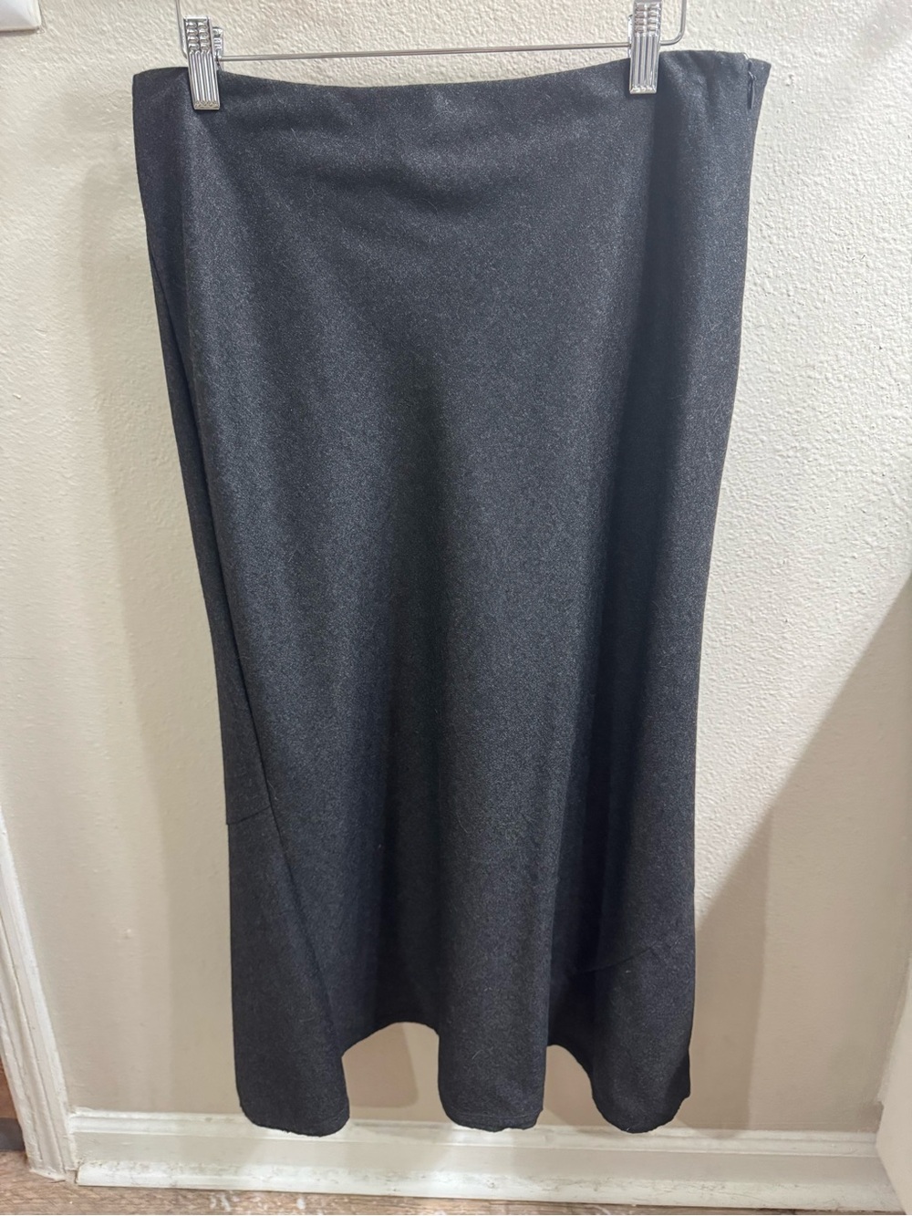 Theory | Charcoal Grey Asymmetrical Midi Skirt